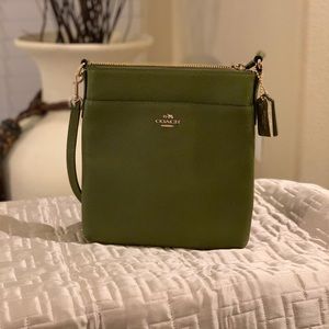 Coach leather cross body; green